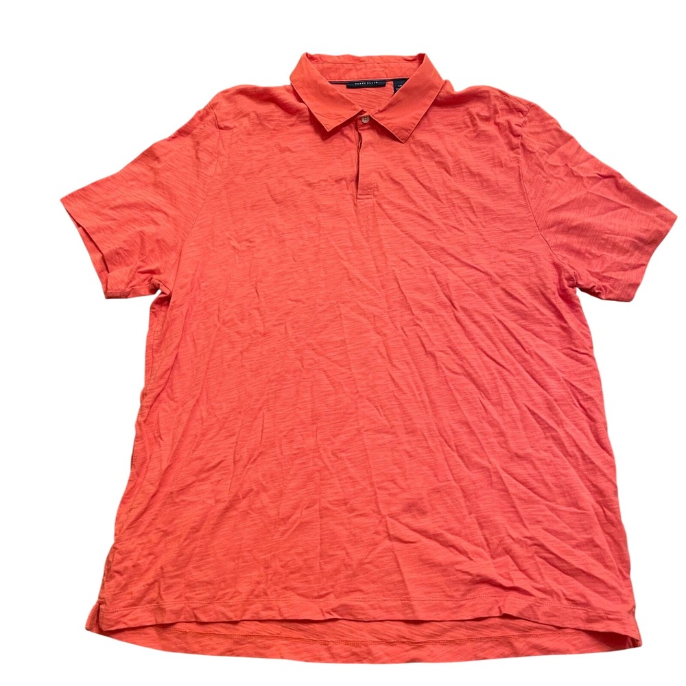 Perry Ellis Mens XXL Coral Red orange Short‎ Sleeve Polo Shirt Casual Top